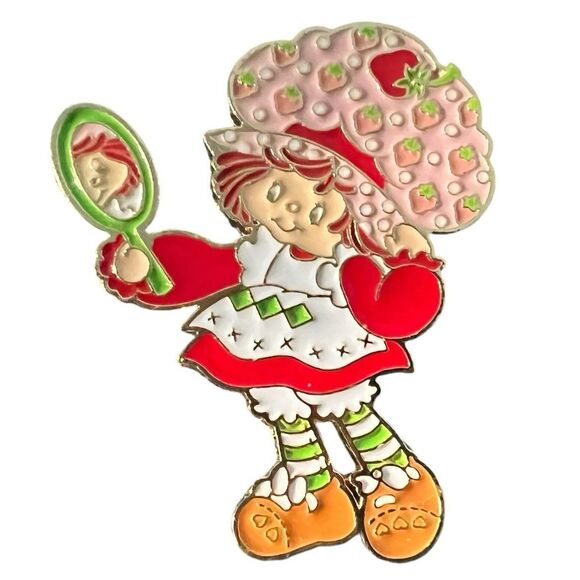 Offically Licensed Vintage Strawberry Shortcake Mirror Kawaii Enamel Pin - Picture 4 of 4